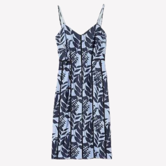 Banana Republic Blue Striped Floral Dress Size 2 - Picture 2 of 14